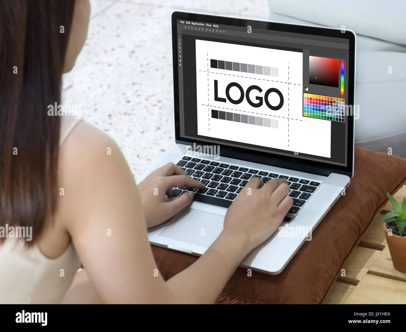 Diseño de la marca creative creatividad trabajo diseñador gráfico sketch diseño de logotipo El concepto empresarial Foto de stock