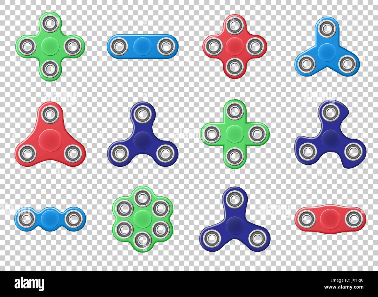 Conjunto de mano de color spinner realista ilustración vectorial. Spinner mano trucos aislado sobre fondo transparente Ilustración del Vector