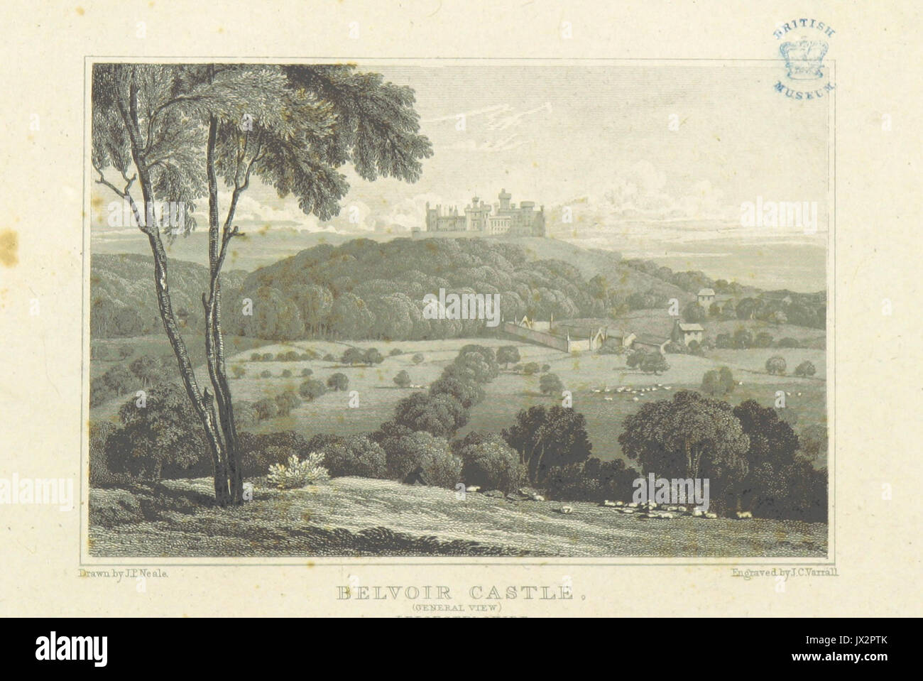 Neale (1818) p2 248 Castillo de Belvoir, Leicestershire (vista general) Foto de stock