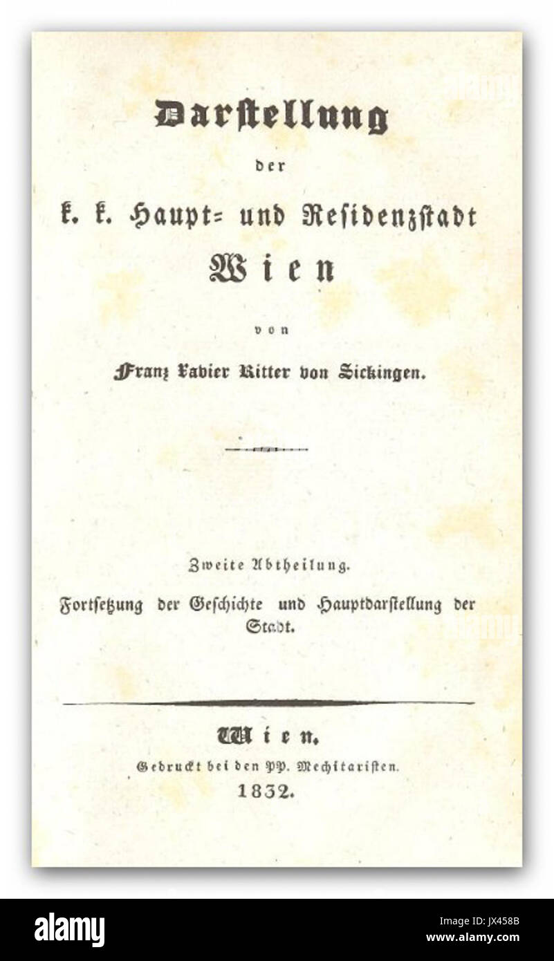 SICKINGEN(1832) Wiener Stadtansichten 2 Foto de stock