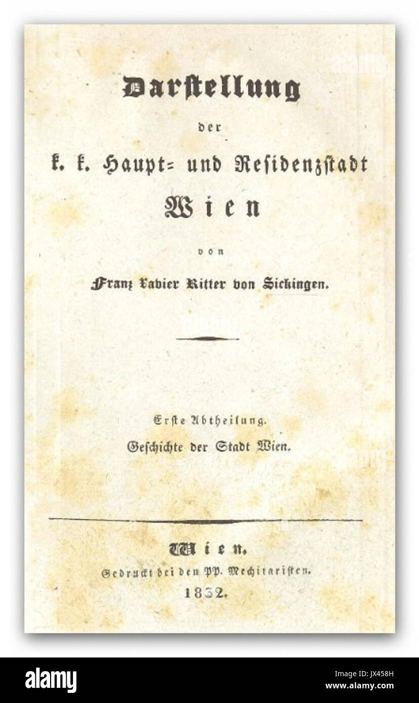 SICKINGEN(1832) Wiener Stadtansichten 3 Foto de stock