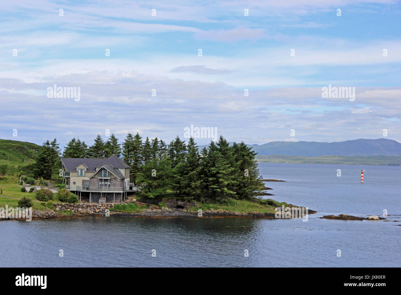 Impresionante casa de arquitectura en la punta norte de la Isla de Kerrera, offshore de Oban, Escocia Foto de stock