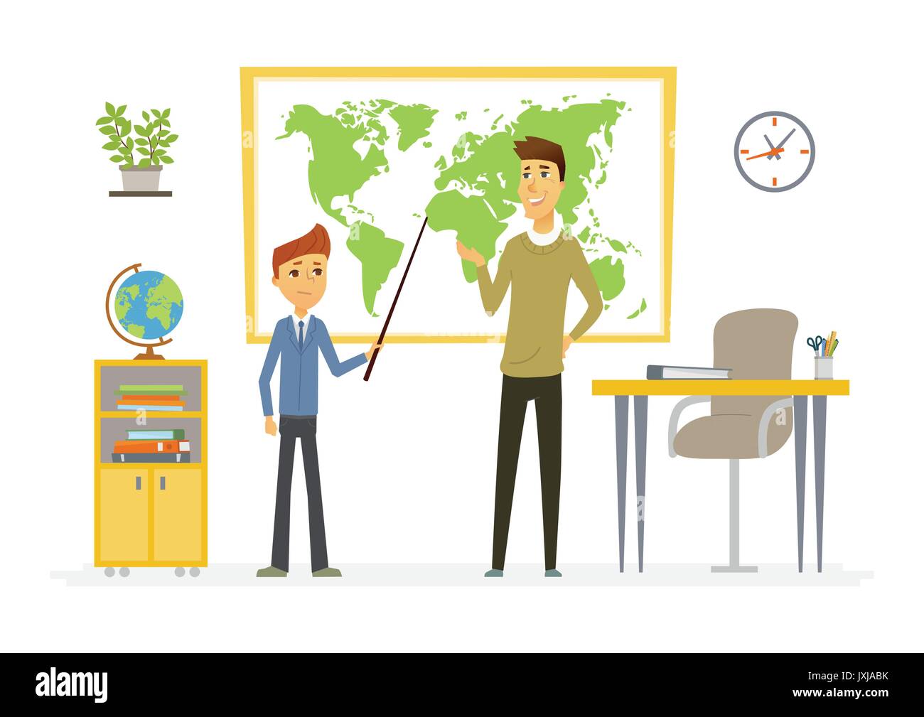 Clase de geografía en la escuela - moderno pueblo ilustración personajes de dibujos animados Imagen Vector de stock - Alamy Clase de geografía en la escuela - moderno pueblo ilustración personajes de dibujos animados Imagen Vector de stock - Alamy