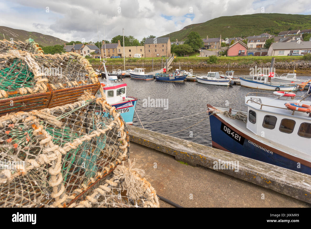 Puerto pesquero o puerto, Helmsdale, Escocia, Reino Unido Foto de stock