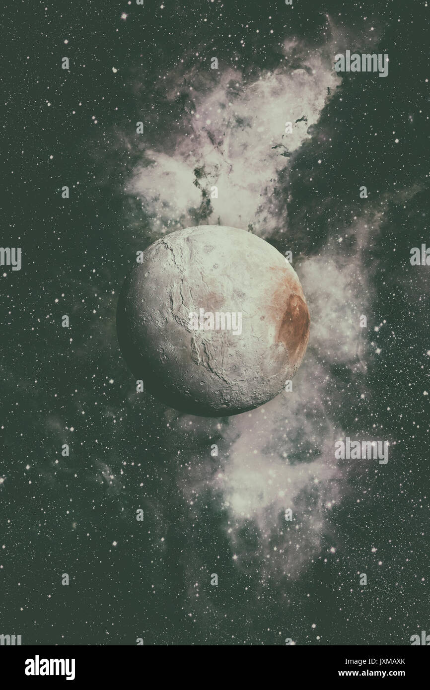 Caronte es el más grande de los cinco conocidos lunas del planeta enano Plutón. Imágenes retocadas. Los elementos de esta imagen proporcionada por la NASA. Foto de stock