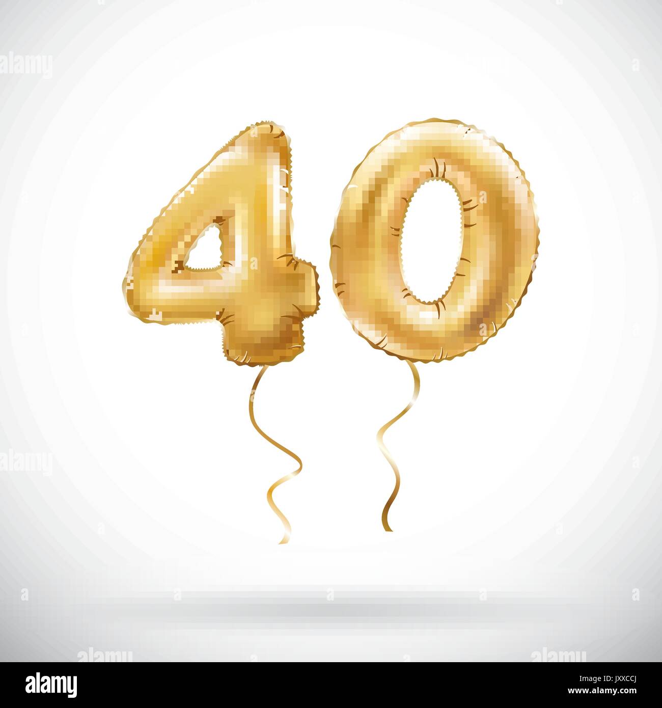40 años. Globos de oro número 40th aniversario, feliz cumpleaños