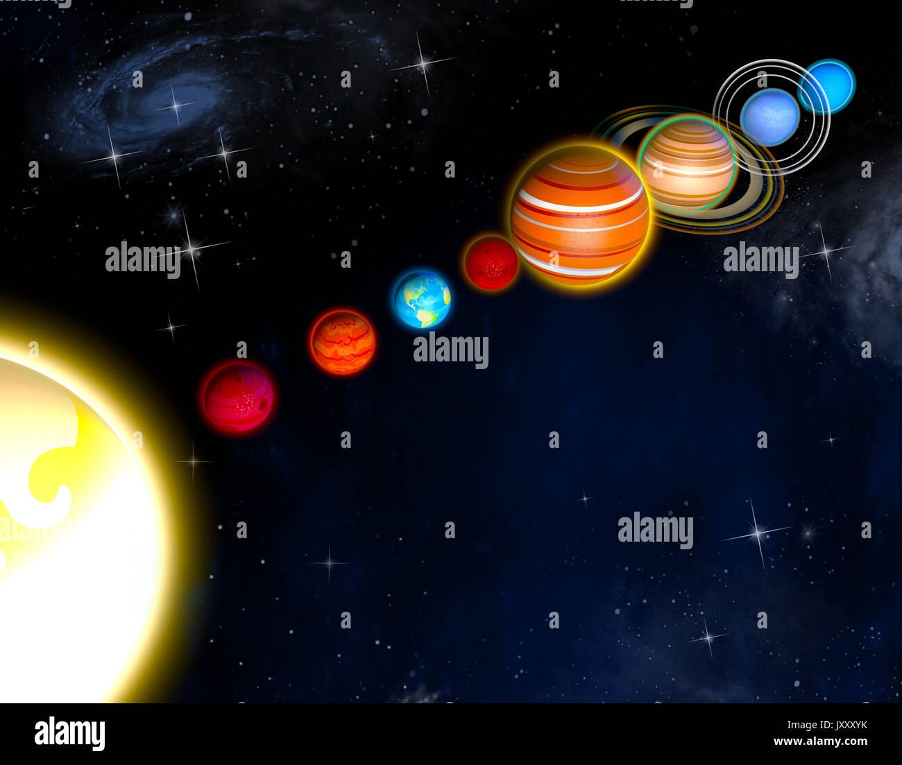 https://c8.alamy.com/compes/jxxxyk/diametro-de-planetas-del-sistema-solar-y-los-tamanos-de-las-orbitas-libro-para-ninos-dibujos-jxxxyk.jpg