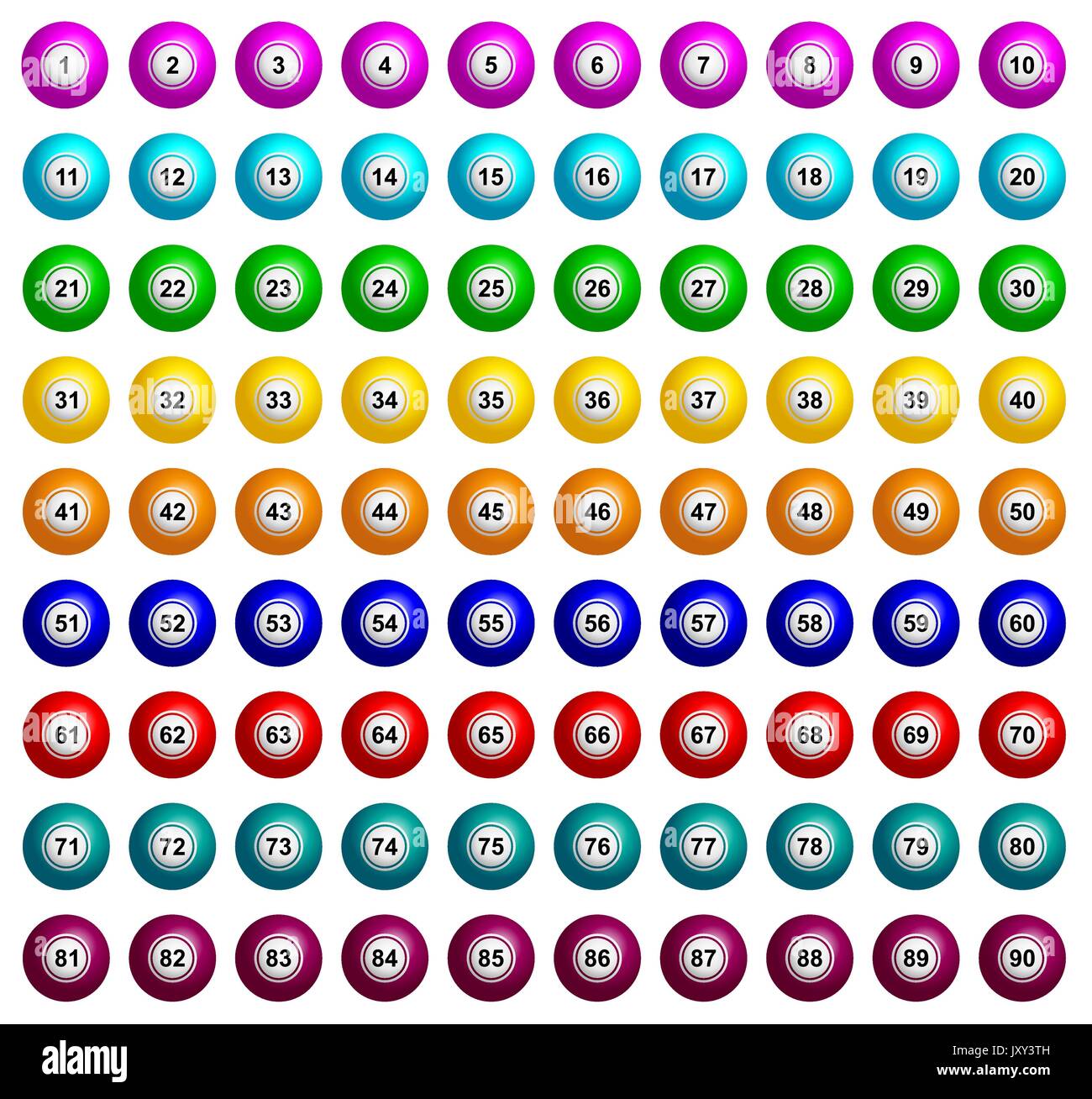 Conjunto completo de ilustraciones vectoriales de bolas de bingo Imagen