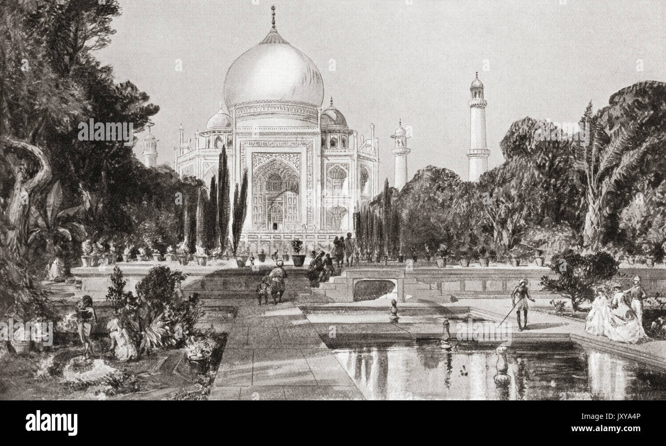 El Taj-Mahal en Agra, India, tal como apareció en 1864. La historia de Hutchinson de las Naciones, publicado en 1915. Foto de stock