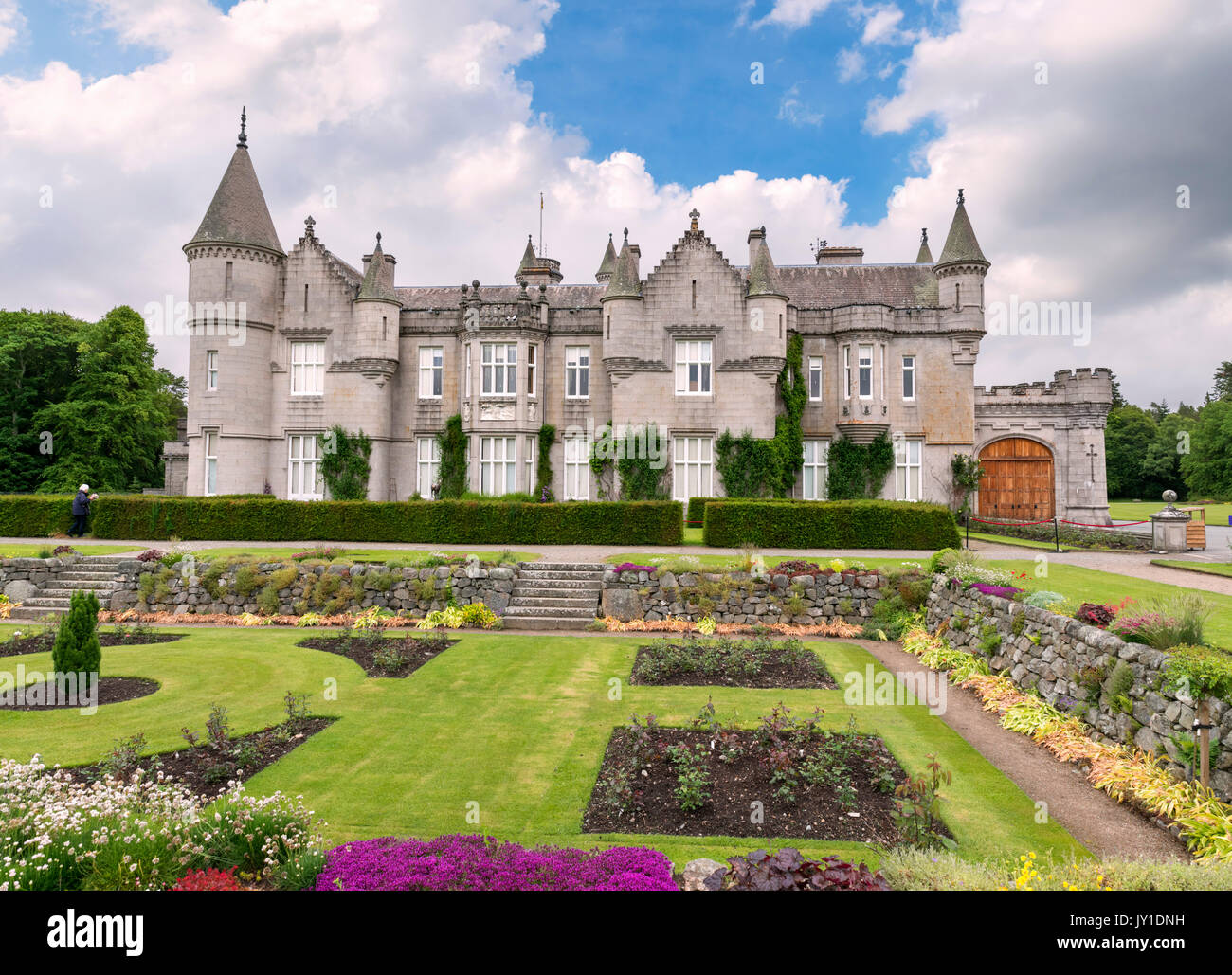 El castillo de Balmoral, residencia Escocesa de la familia real, Crathie, Royal Deeside, aberdeenshire, Escocia, Reino Unido Foto de stock