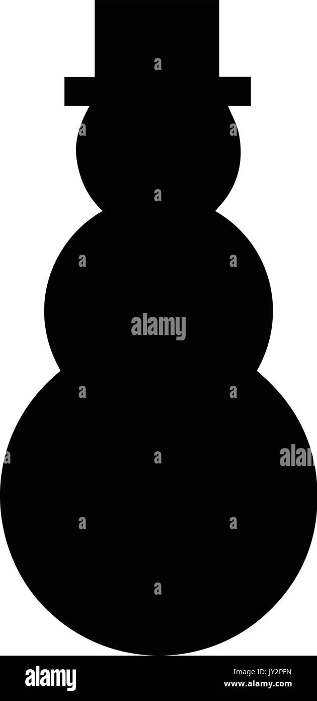 Una silueta en blanco y negro de un muñeco de nieve en un sombrero superior  Imagen Vector de stock - Alamy