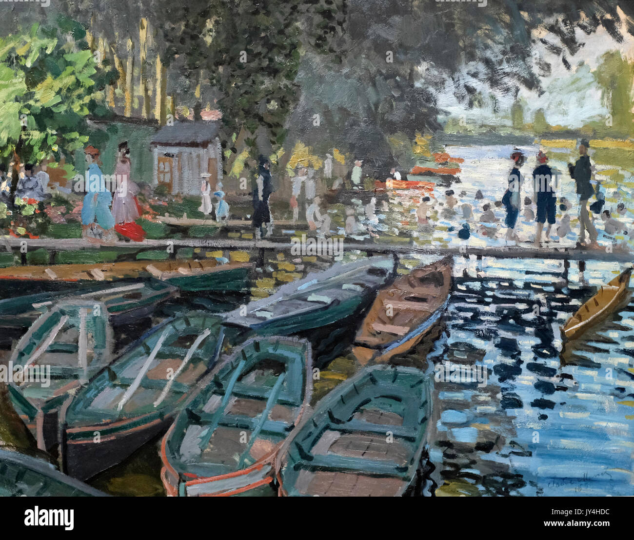 Los Bañistas en Le Grenouillere - 1869, Claude Monet Foto de stock