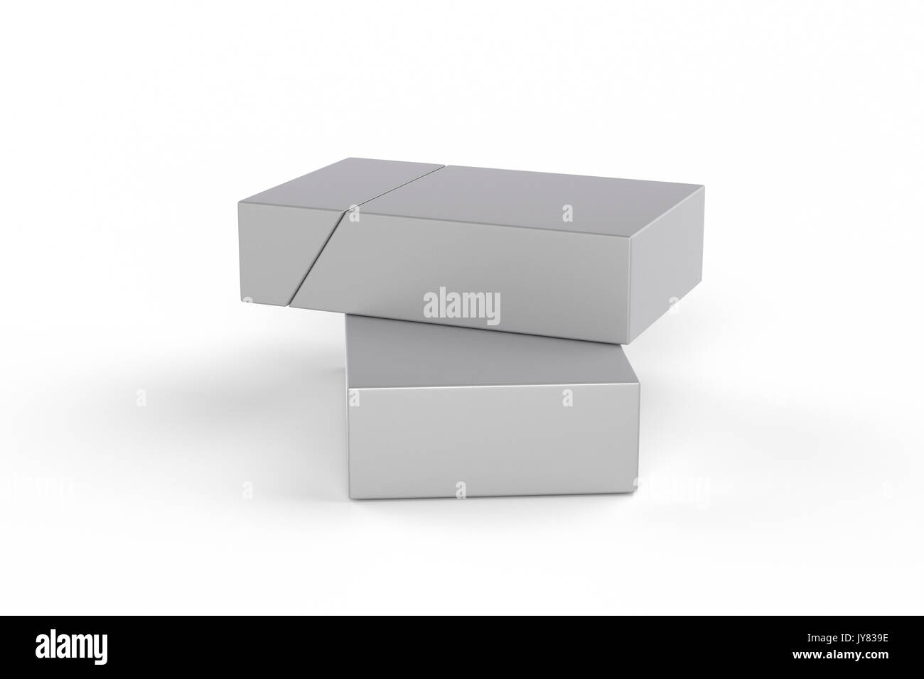 3D Render composición de dos cajas de cigarrillos king size o paquetes sobre un fondo blanco con sombra. Trazado de recorte. Para su diseño. Foto de stock