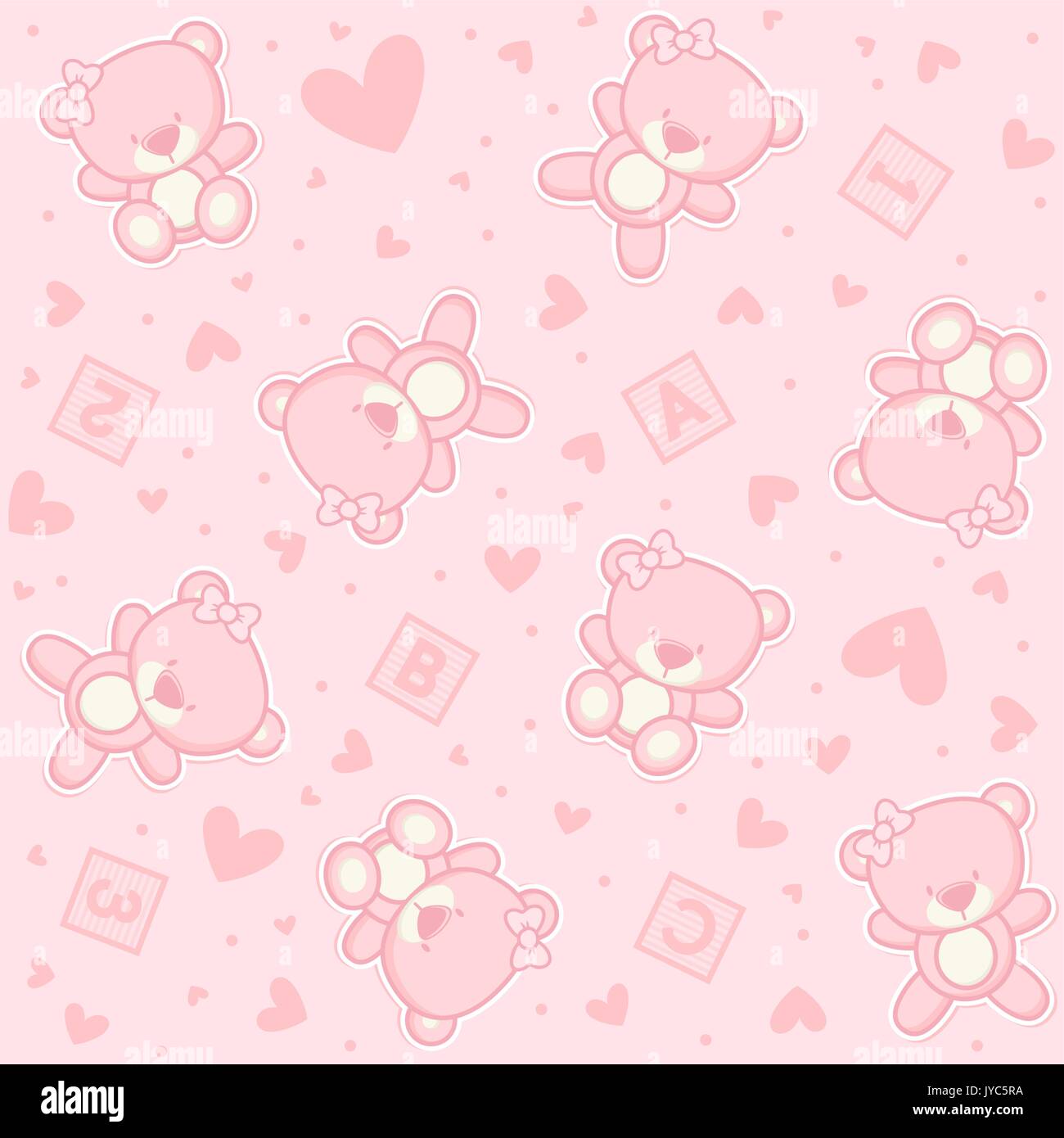 Lindo Oso De Peluche Con Corazones De Fondo Sin Fisuras Y Cubos Alfabeticos Diseno Para Bebe Nina Y Nino Imagen Vector De Stock Alamy