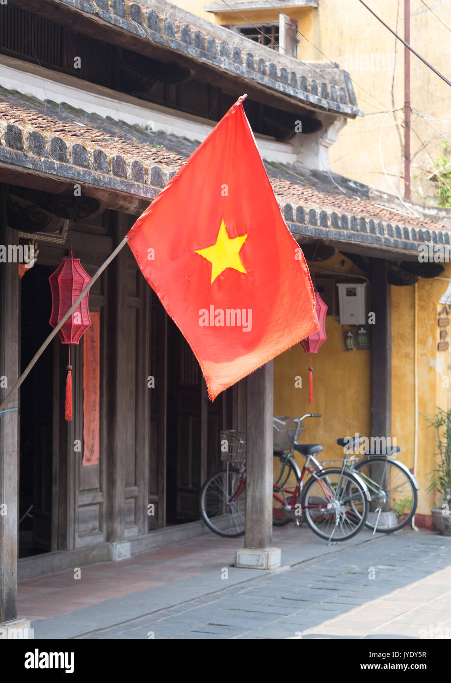 Bandera vietnamita, Hoi An, Vietnam Foto de stock