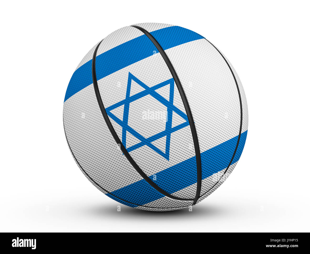 Pelota de baloncesto Israel bandera sobre un fondo blanco. Ilustración
