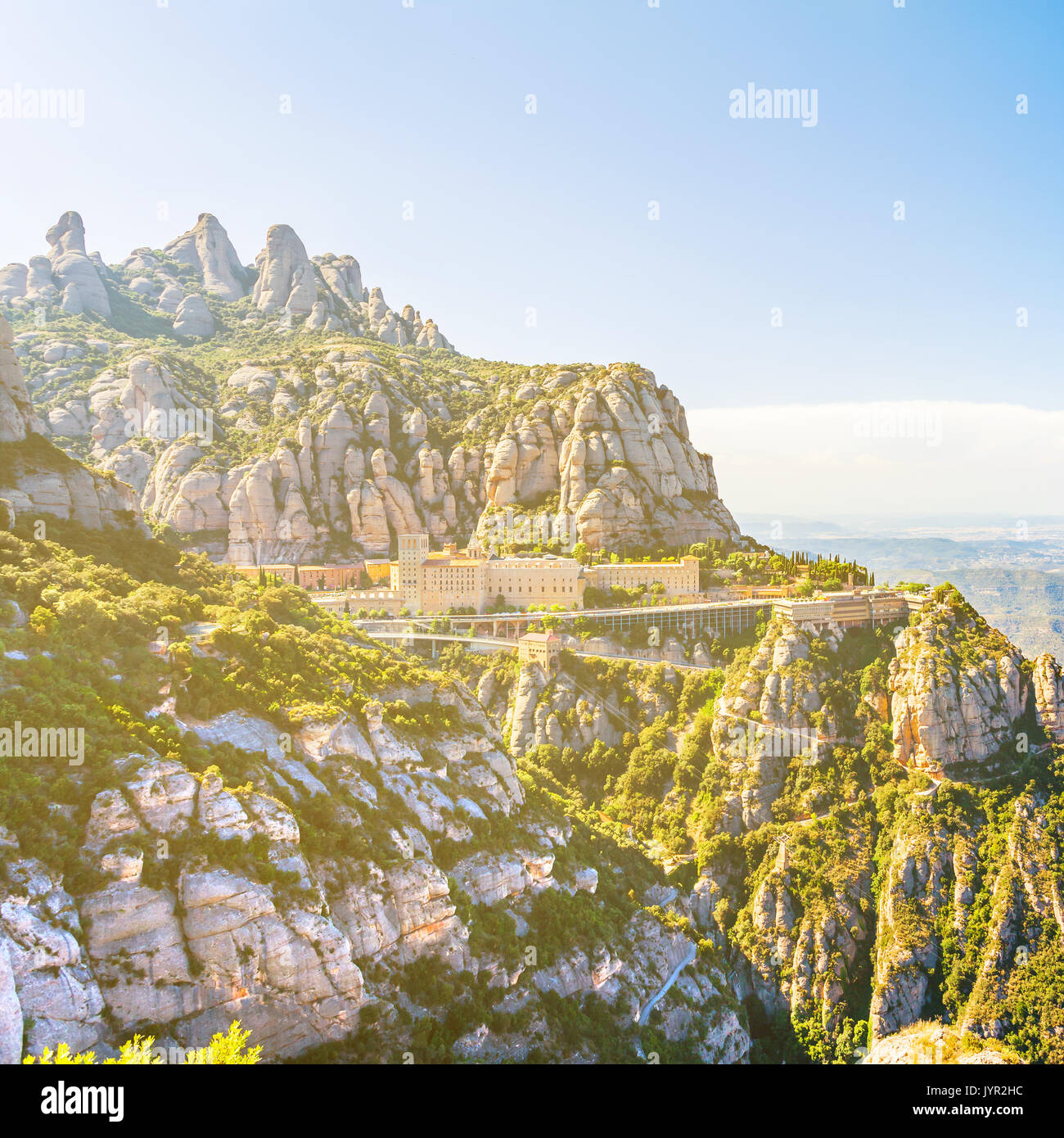 Vista del Monasterio de Montserrat en Cataluña, cerca de Barcelona Foto de stock