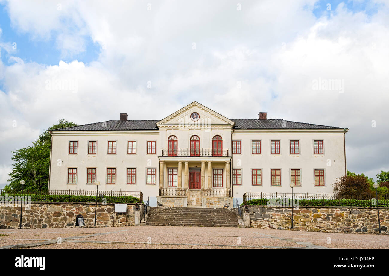 Exterior de la arquitectura de frente del Castillo de Nääs (Nääs Slott), Västergötland, Suecia Foto de stock