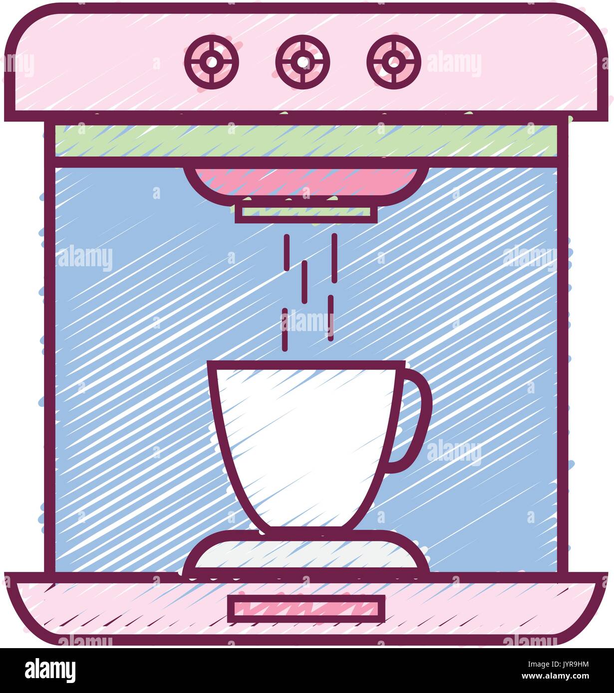 Cafetera eléctrica tecnología utensilio de cocina Ilustración del Vector