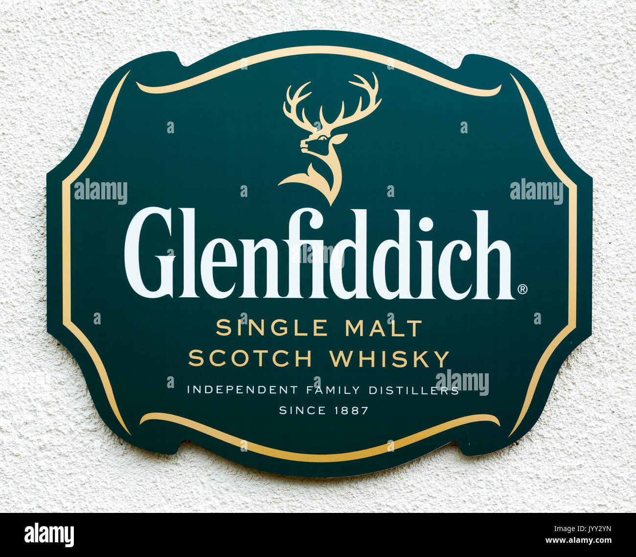 Whisky Glenfiddich Distillery, Dufftown, Speyside, Moray, Escocia, Reino Unido. El whisky de malta escocés. Foto de stock