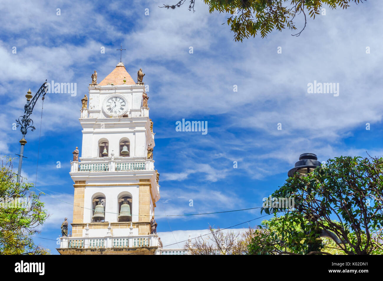 Vista de la Catedral Metropolitana de Sucre Sucre - Bolivia Foto de stock