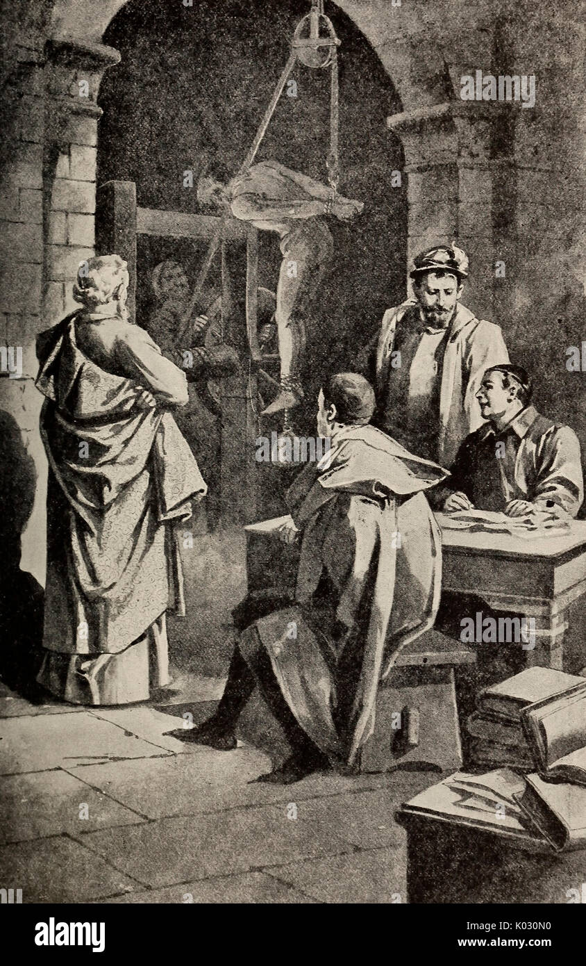 Las torturas de la Inquisición la soga y polea Fotografía de stock Alamy