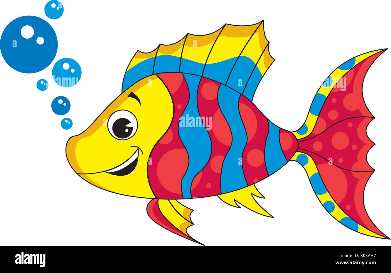 Cute dibujos animados peces tropicales ilustración vectorial Imagen Vector  de stock - Alamy