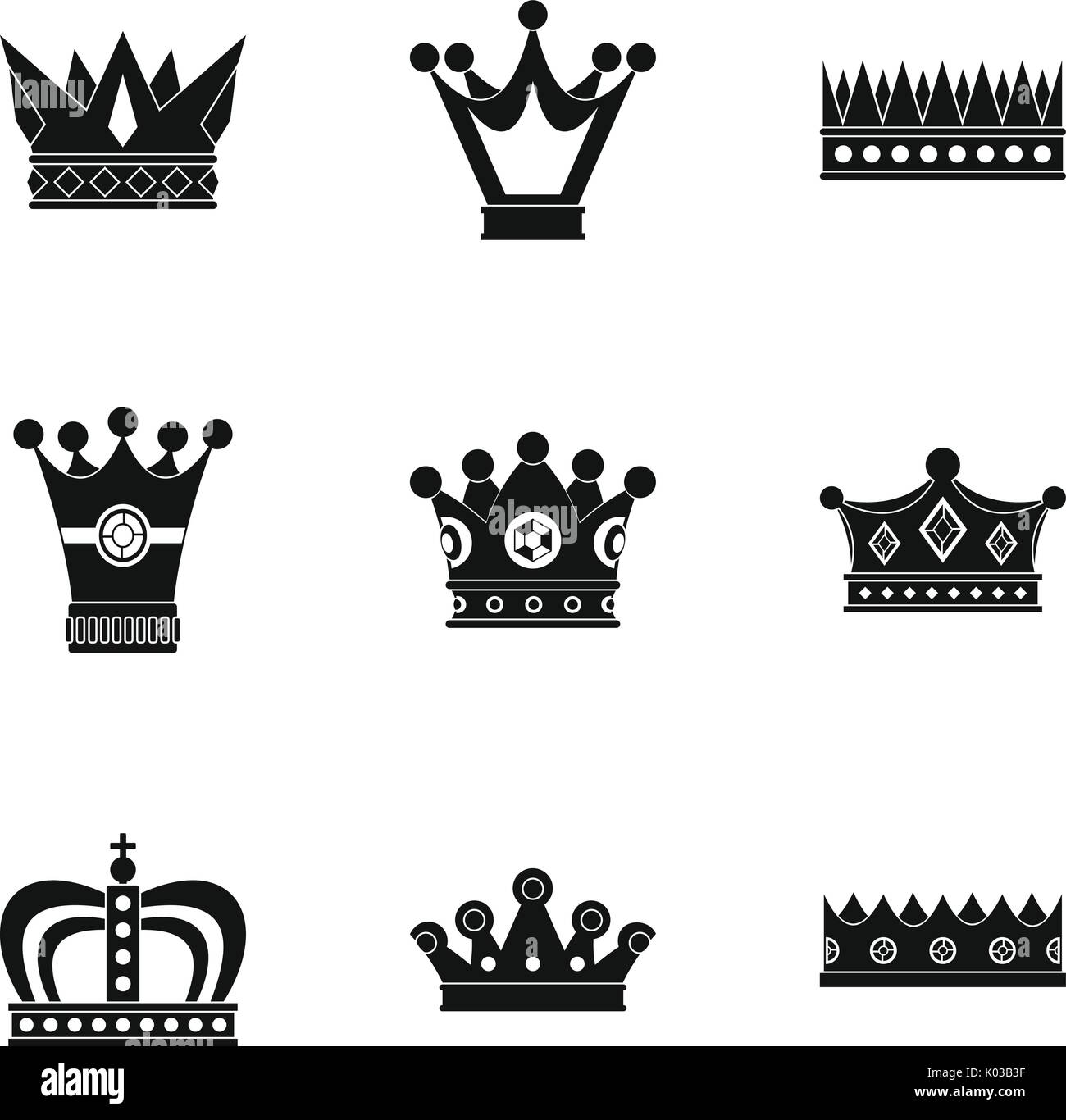 Corona medieval conjunto de iconos, estilo sencillo Imagen Vector de stock  - Alamy