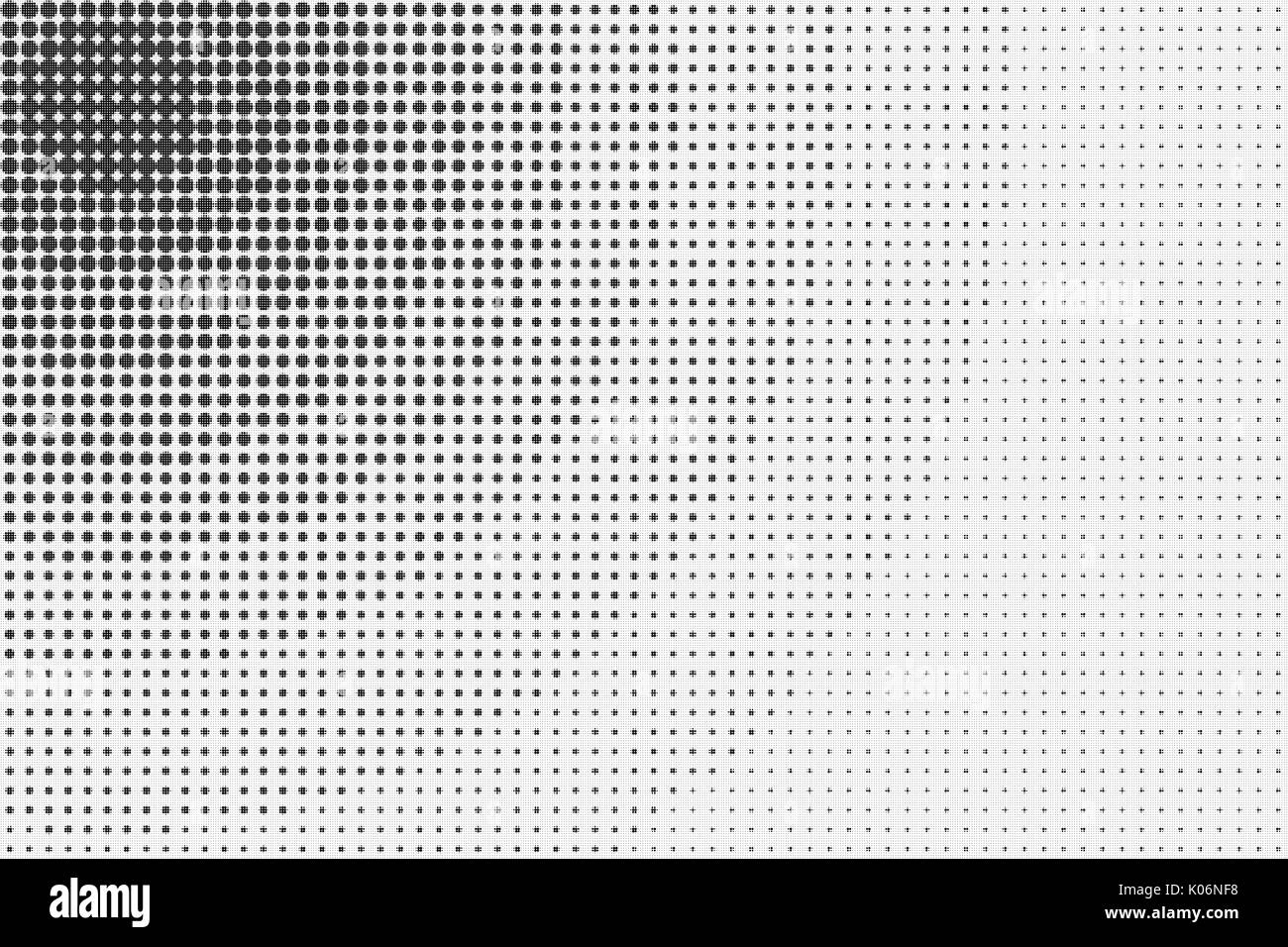 Blanco y negro punteado Radial de trama de fondo abstracto de semitono Foto de stock