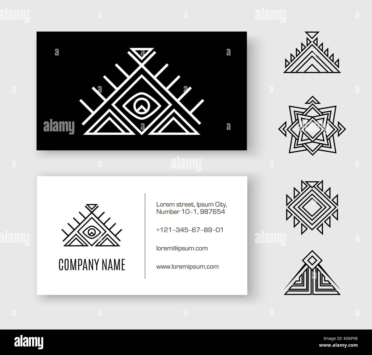 Blanco y negro patrón business card elemento étnico Ilustración del Vector