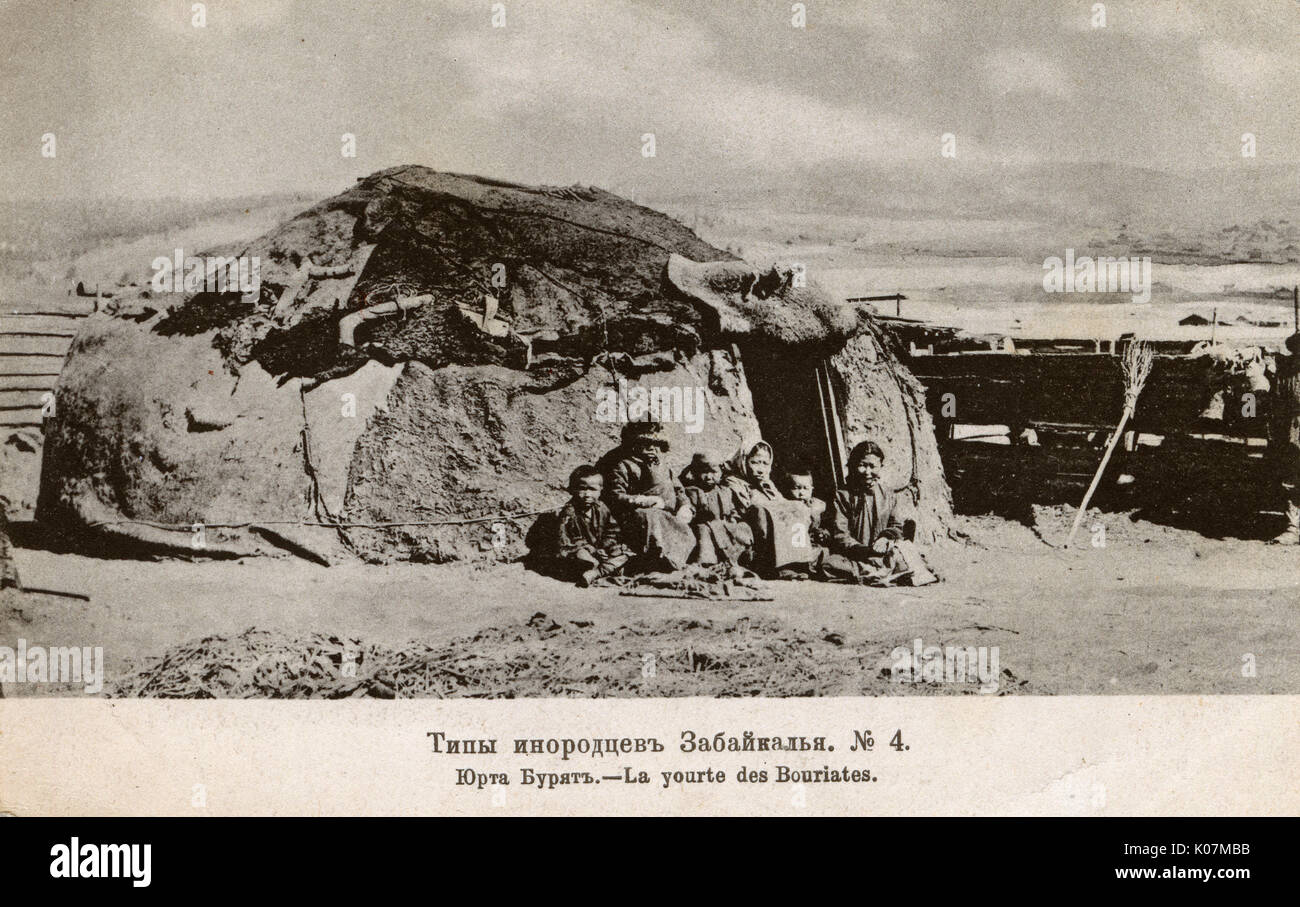 Ger (Yurt) de los buriatos personas (étnicas mongoles) - cerca de Ulan-Ude, Siberia oriental, Rusia Fecha: circa 1908 Foto de stock