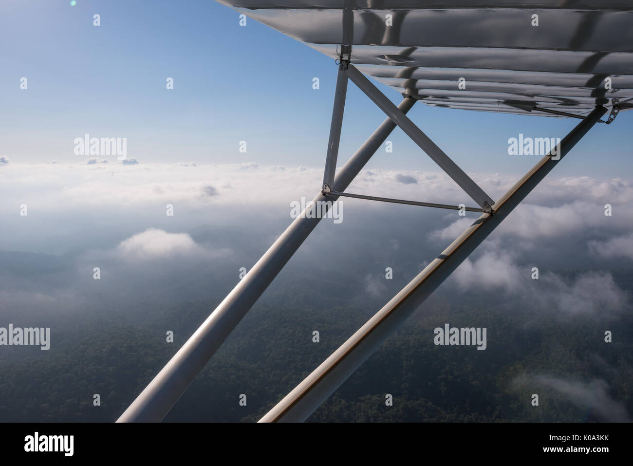 Aviones ultraligeros volando sobre la selva tropical del Atlántico Foto de stock