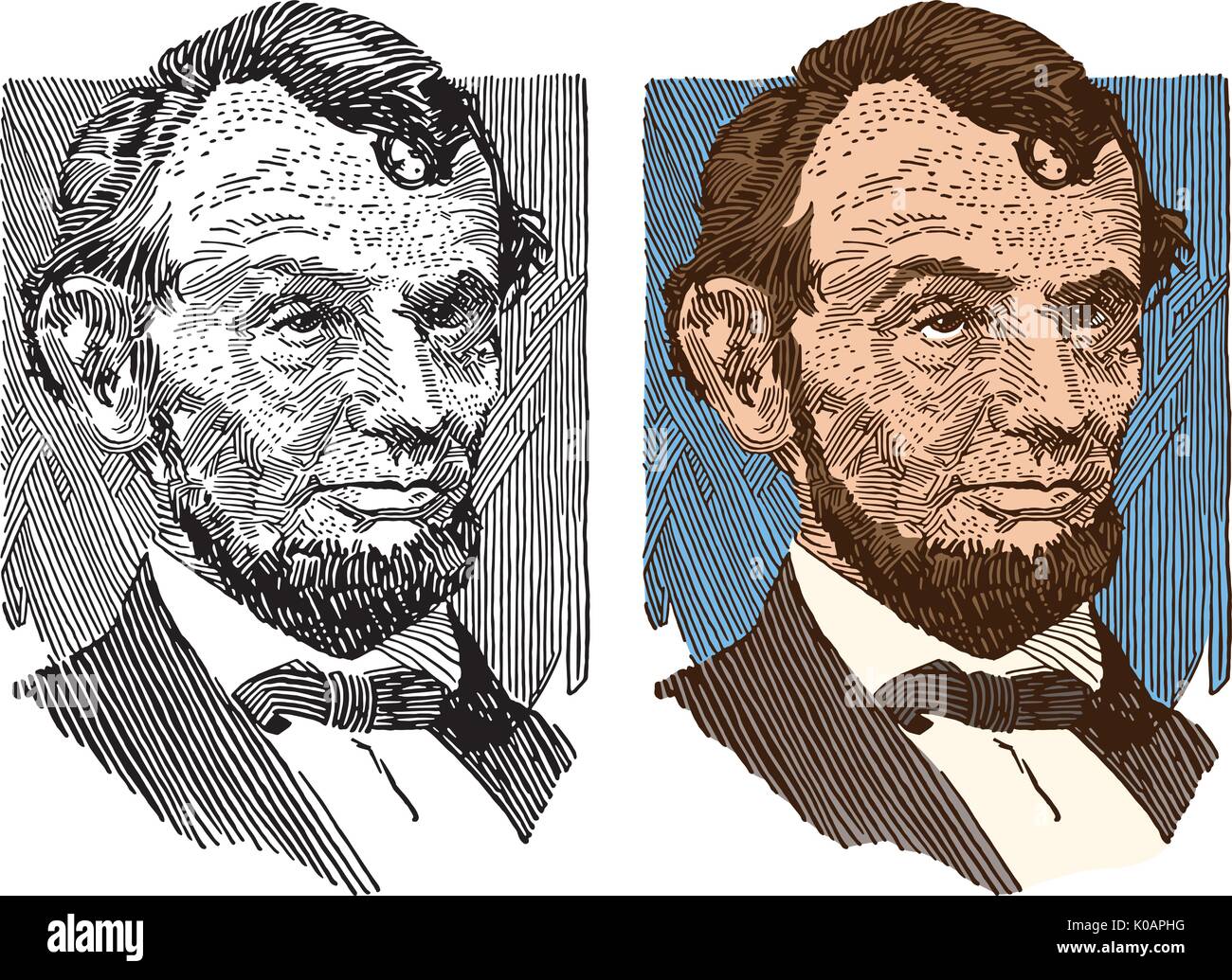 16º presidente Norteamericano Abraham Lincoln Ilustración del Vector