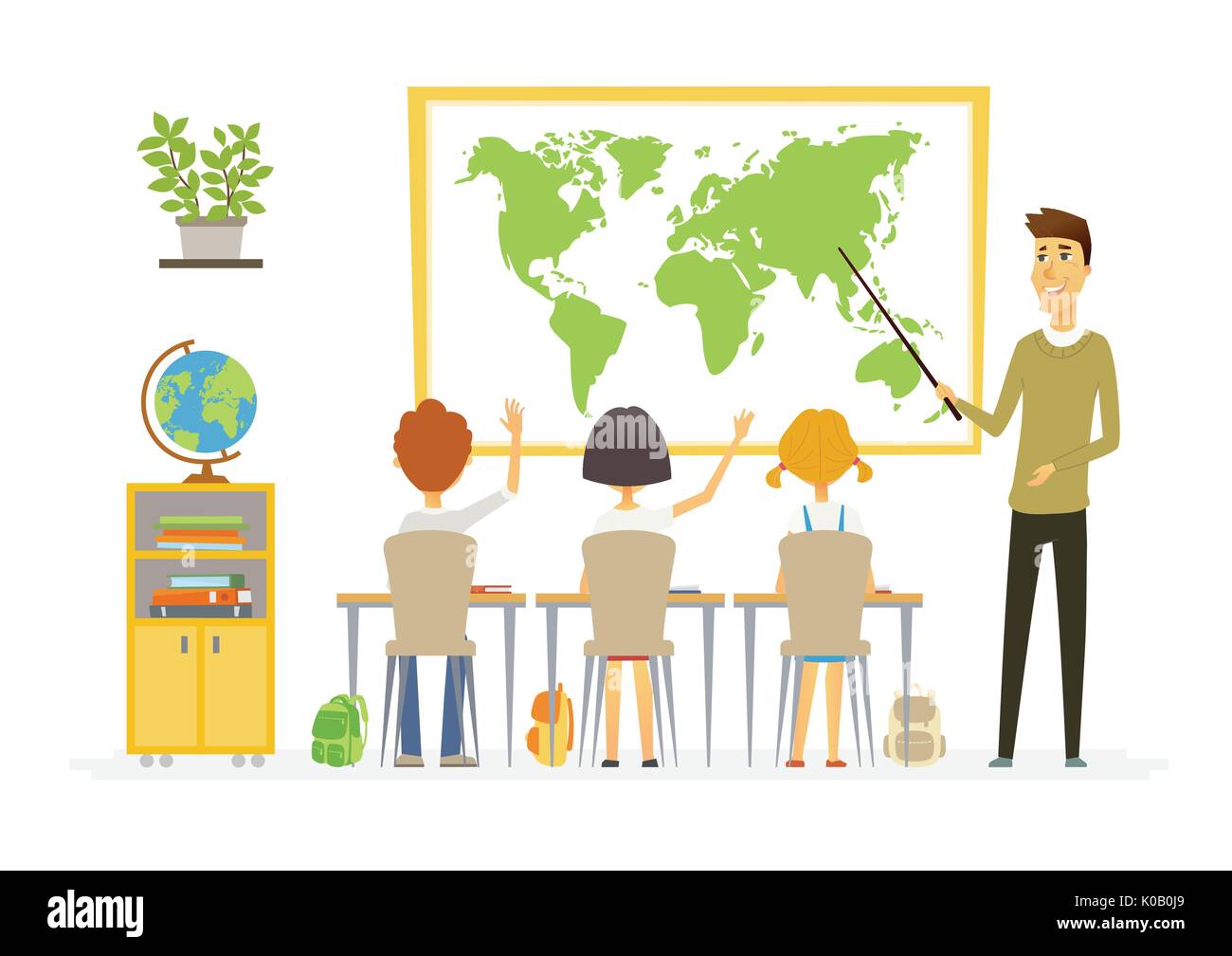 Clase de geografía en la escuela moderno pueblo ilustración