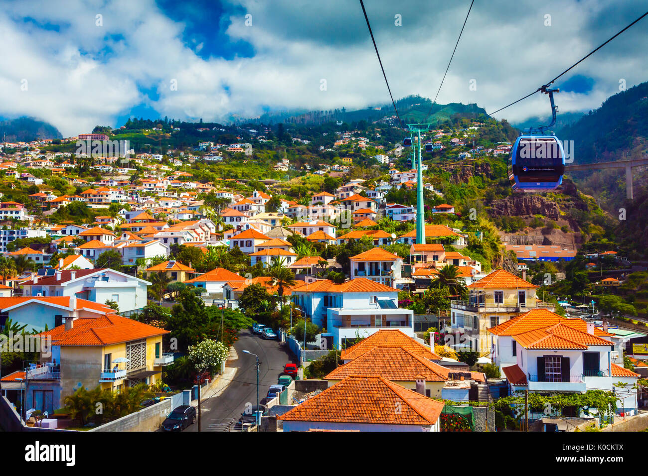 El teleférico al monte. Funchal. Madeira, Portugal, Europa. Foto de stock