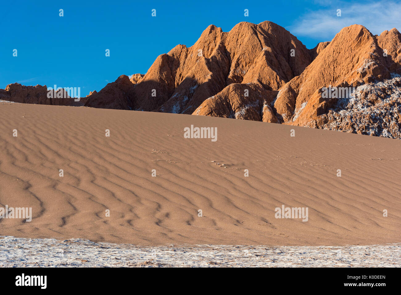 América del Sur, de los Andes, Atacama, San Pedro de Atacama, Valle de la Luna, dunas de arena Foto de stock