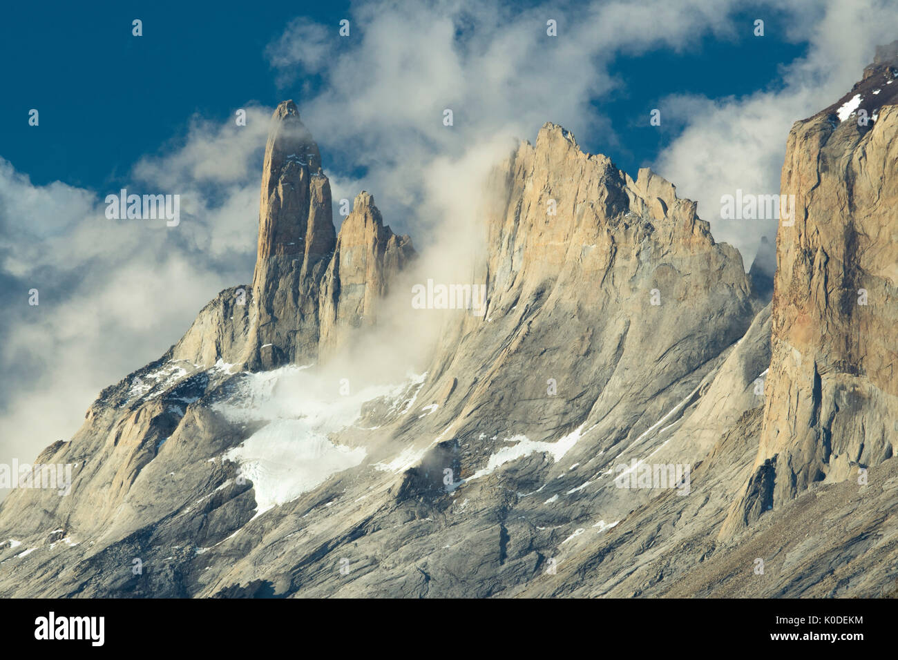 América del Sur, los Andes, la Patagonia, Torres del Paine, Patrimonio Mundial de la UNESCO, Parque Nacional Foto de stock