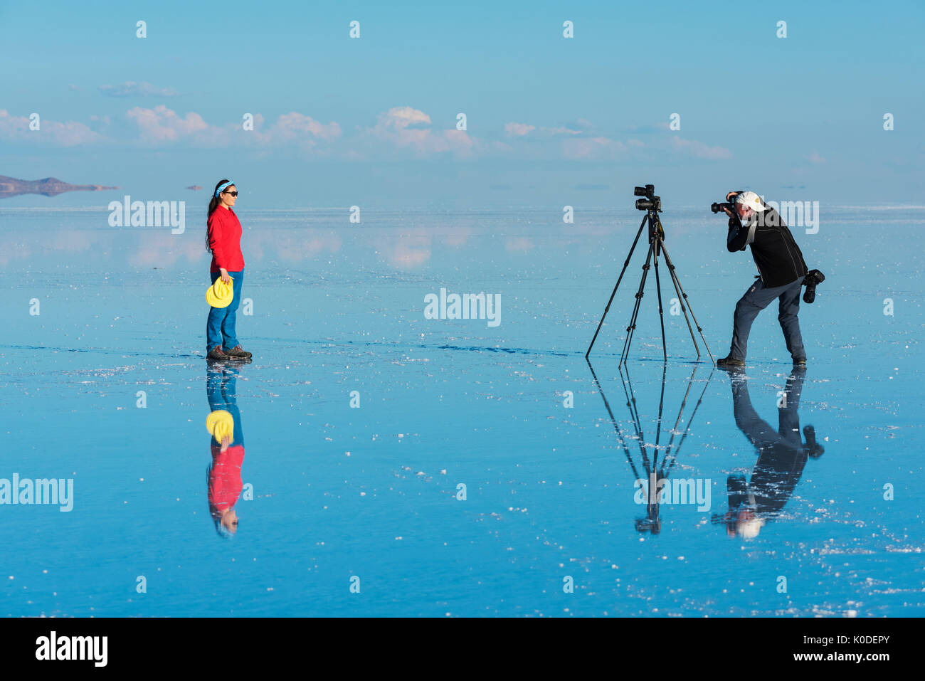 América del Sur, los Andes, Altiplano, Bolivia, el Salar de Uyuni Foto de stock