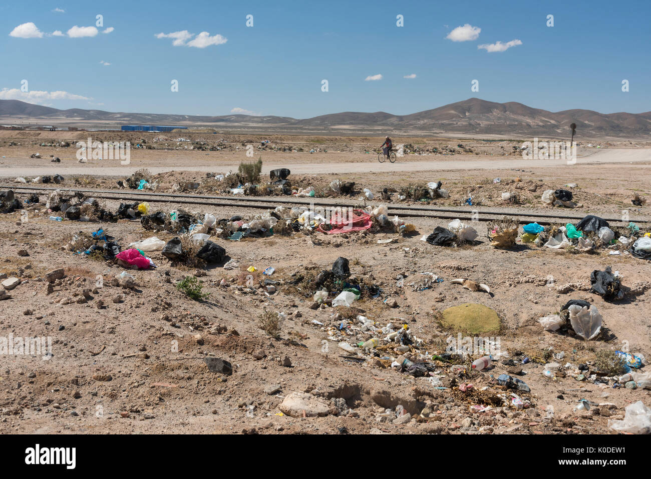América del Sur, los Andes, Altiplano, Bolivia, Uyuni, zona contaminada Foto de stock