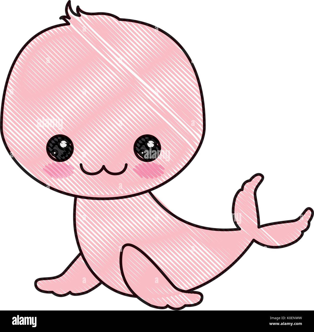 Lápiz de color silueta de caricatura kawaii cute felicidad expresión del  sello animal acuático Imagen Vector de stock - Alamy
