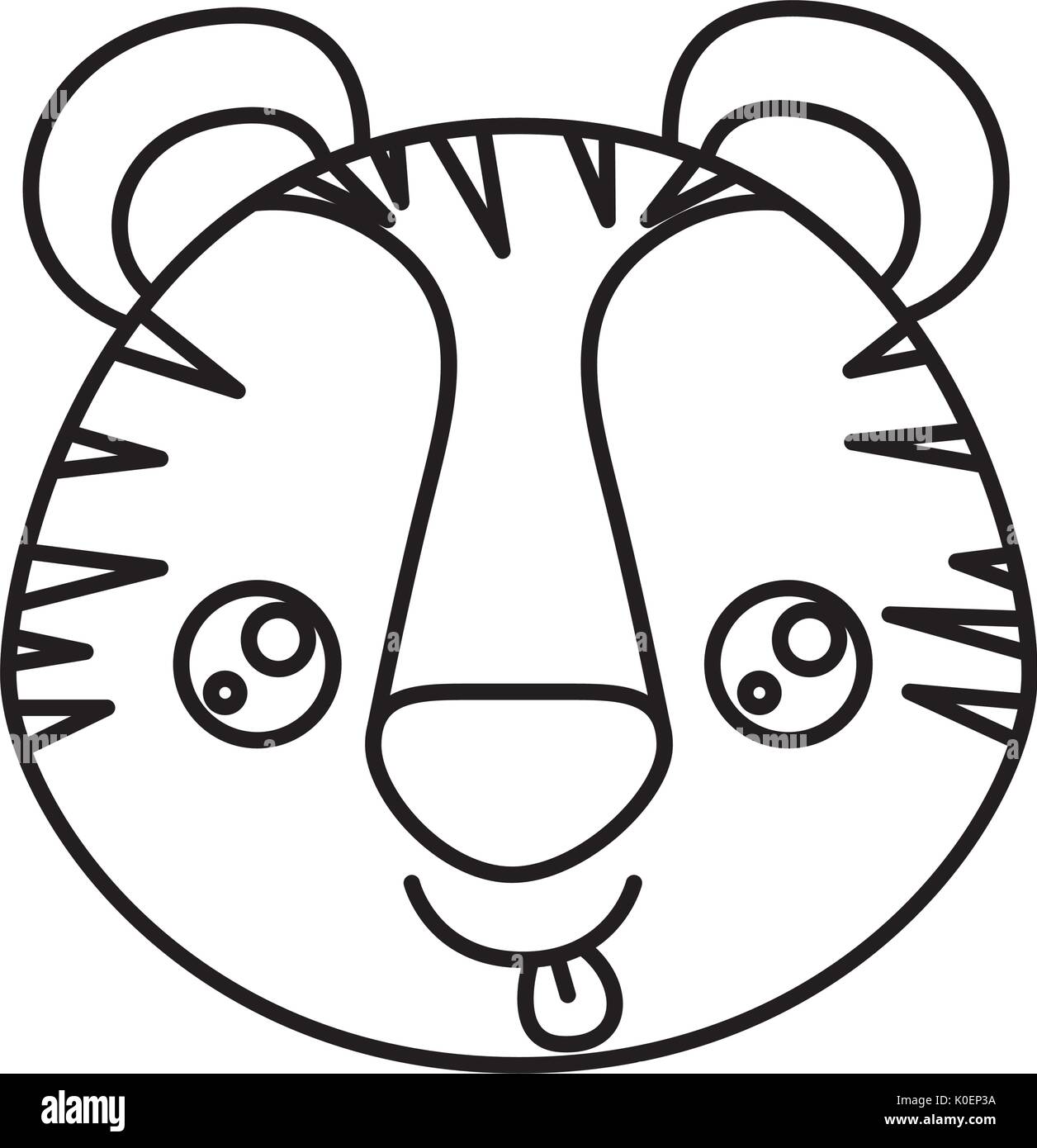 Dibujo silueta de kawaii caricatura cara animal lindo tigre Imagen Vector  de stock - Alamy