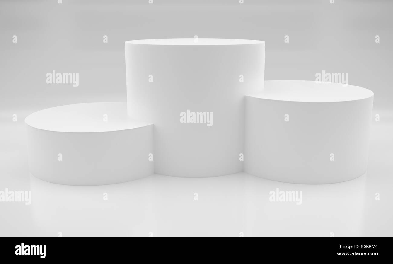 Pedestal blanco 3D para los ganadores. 3D rendering Foto de stock