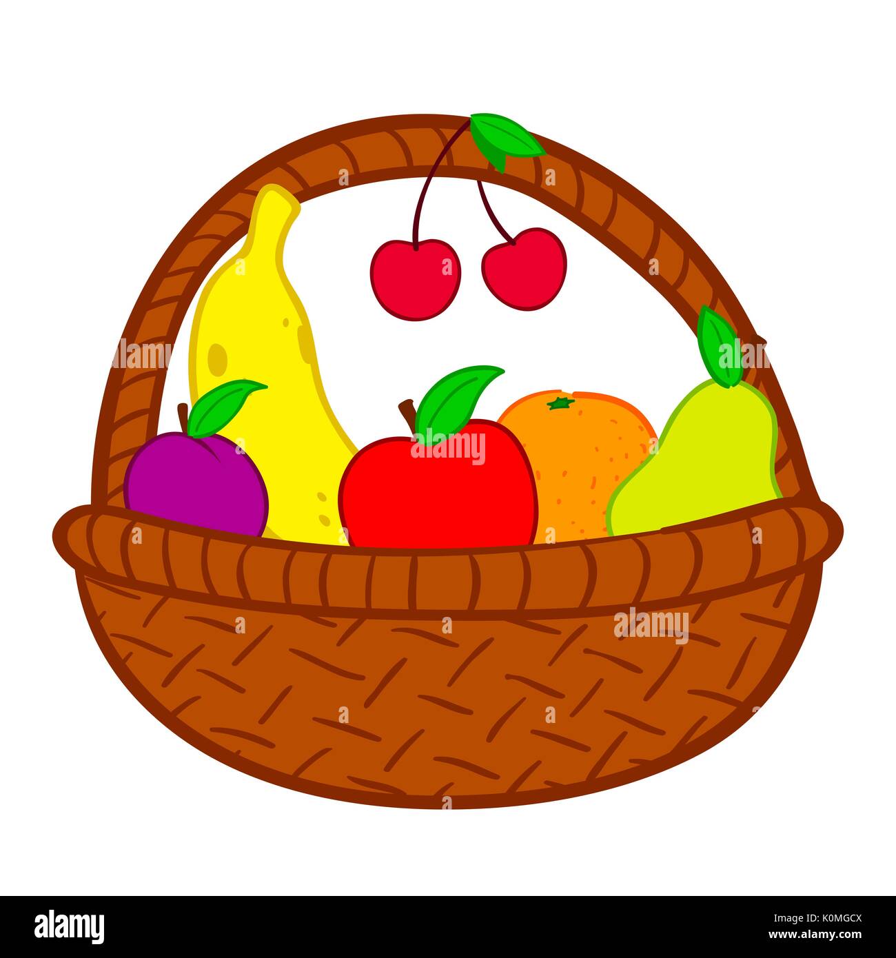 Canasta de frutas en el doodle ilustración Imagen Vector de stock - Alamy