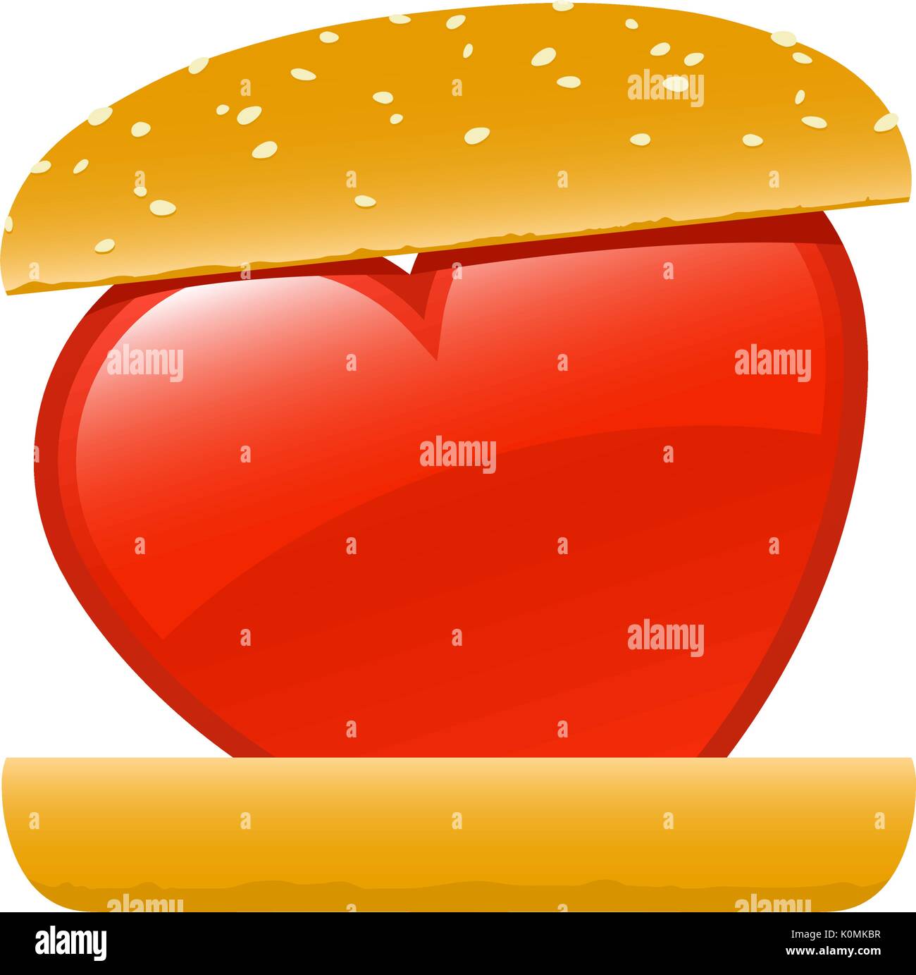 El amor del Corazón de comida rápida hamburguesa ilustración Ilustración del Vector