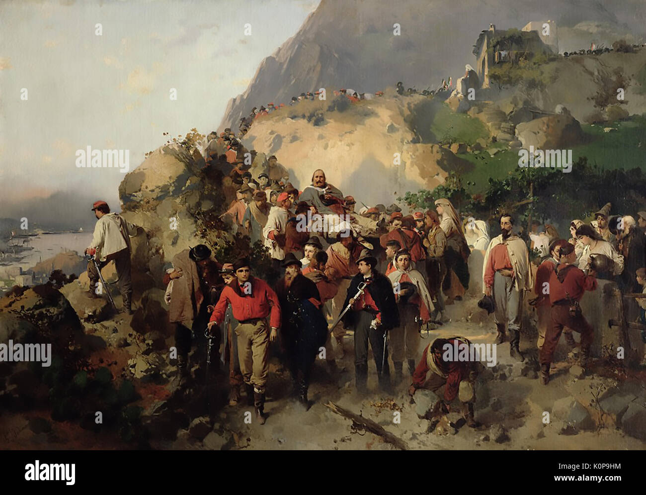 Giuseppe Garibaldi 1807-1882) "Los heridos Garibaldi en el Aspromonte Montañas" por Gerolamo Induno Foto de stock