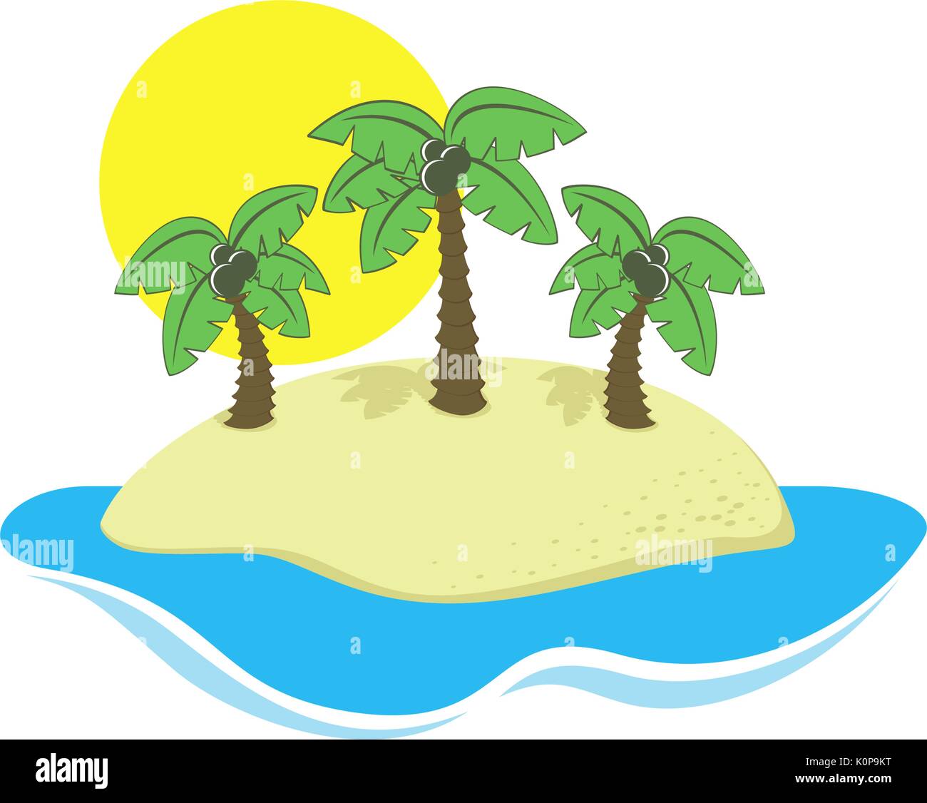 Cartoon ilustración de isla tropical aislado en blanco, en formato vectorial muy fácil editar Imagen Vector de stock - Alamy