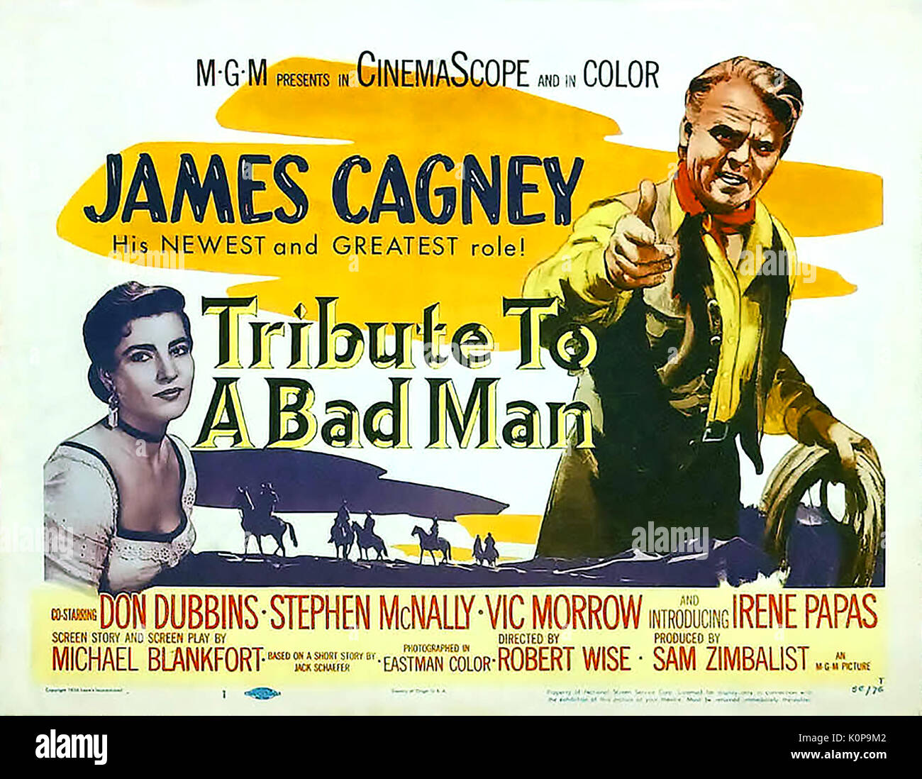 Homenaje a un hombre malo 1956 MGM occidental película con James Cagney y Irene Papas Foto de stock