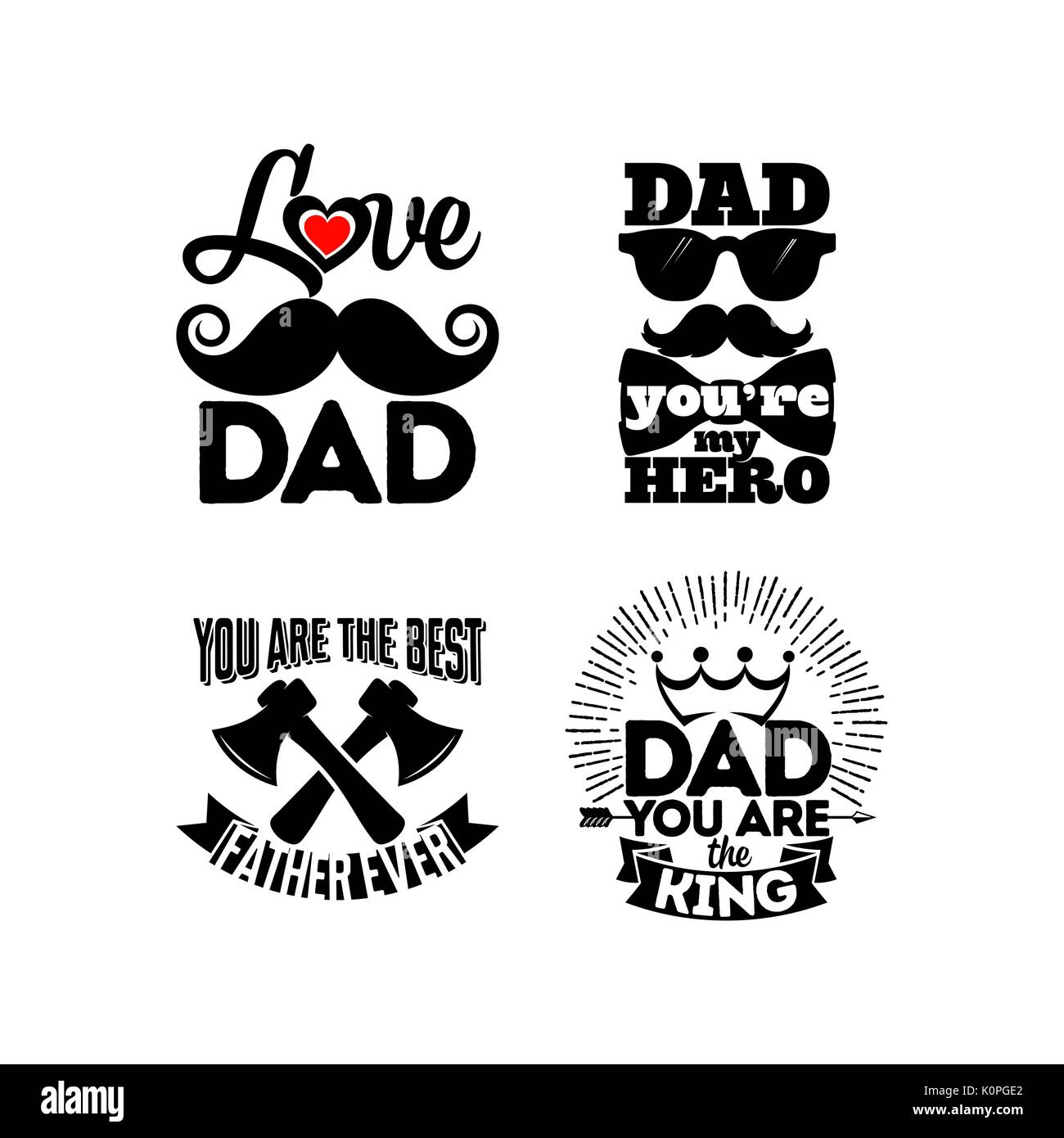 Logotipos y tarjetas con la tipografía sobre el papá. Feliz Día del Padre  Imagen Vector de stock - Alamy