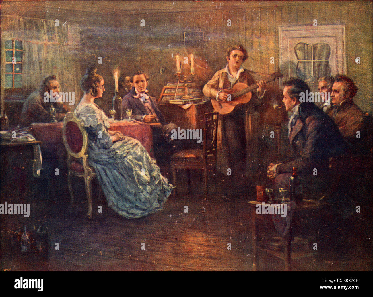 Franz Schubert tocando guitarra en la Schubertiade con amigos. Compositor  austríaco (1797-1828 Fotografía de stock - Alamy