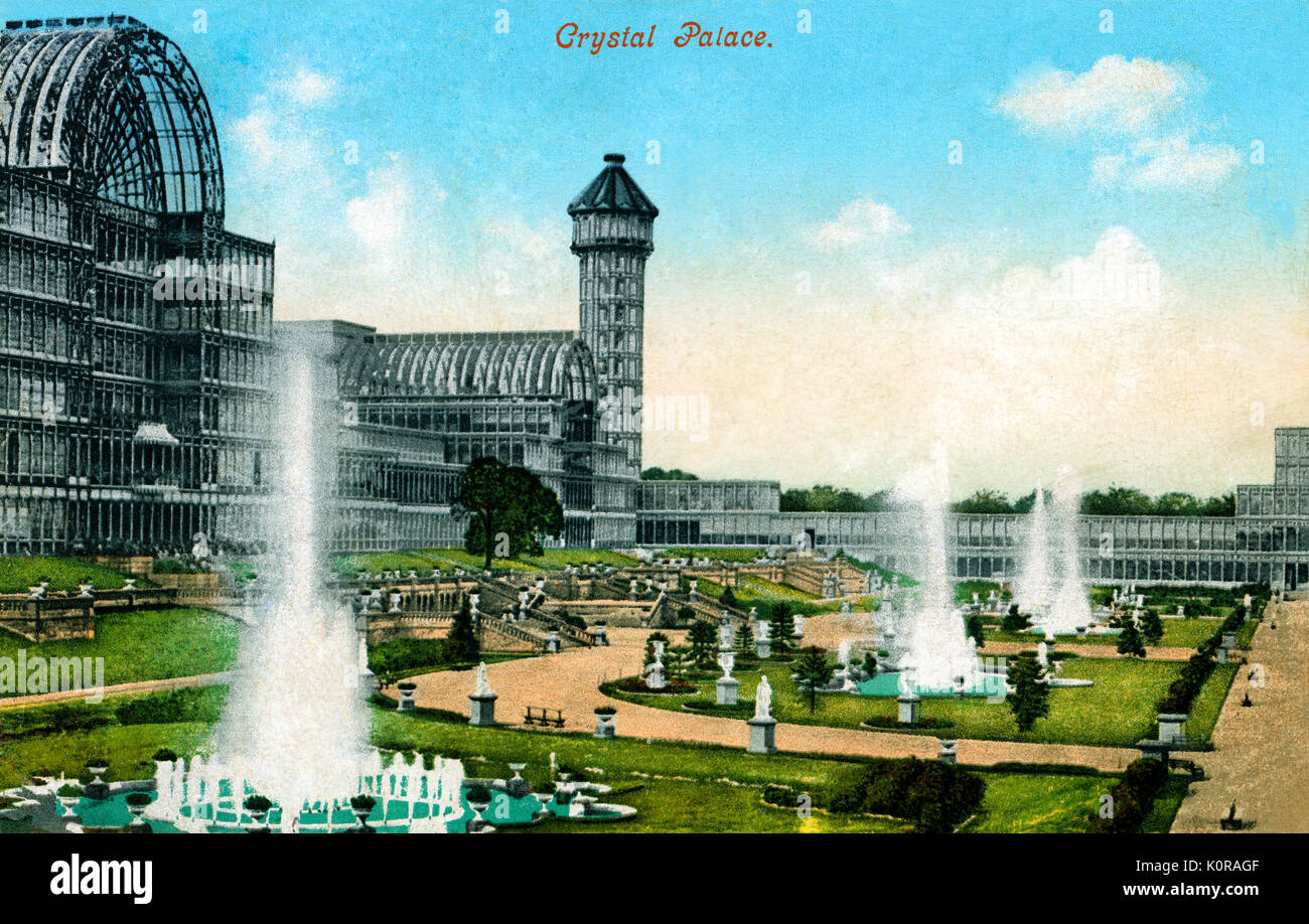 Londres - el palacio de cristal. Escenario de grandes conciertos corales a finales del siglo XIX y principios del XX, Londres. Foto de stock